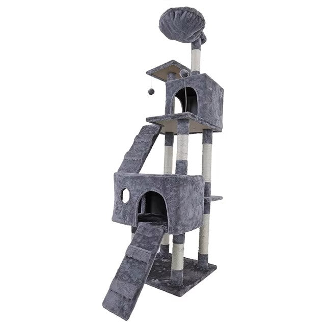 Luxury Cat Tower with Double Condos and Spacious Perch - Fully Wrapped Scratching Sisal Post
